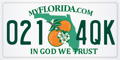 FL license plate 0214QK
