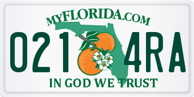 FL license plate 0214RA