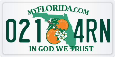 FL license plate 0214RN