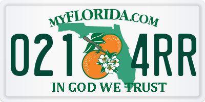 FL license plate 0214RR