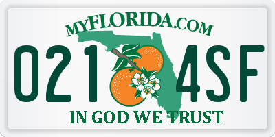 FL license plate 0214SF
