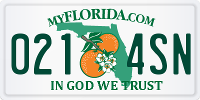 FL license plate 0214SN