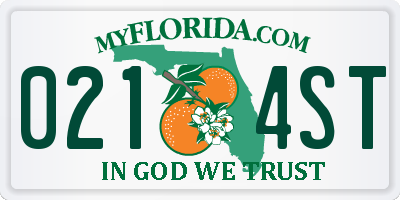 FL license plate 0214ST