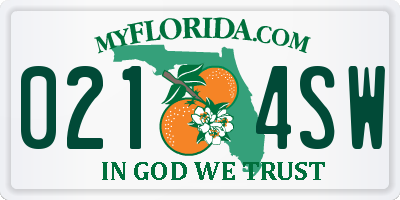 FL license plate 0214SW
