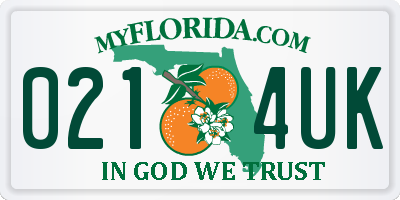FL license plate 0214UK