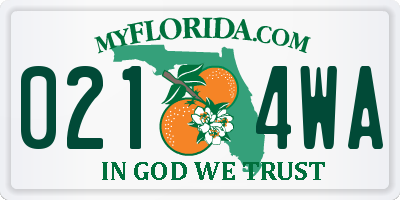 FL license plate 0214WA