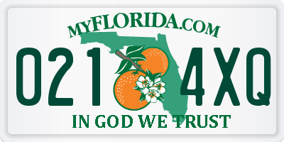 FL license plate 0214XQ