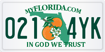 FL license plate 0214YK