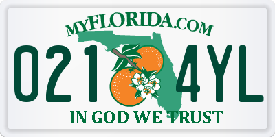 FL license plate 0214YL