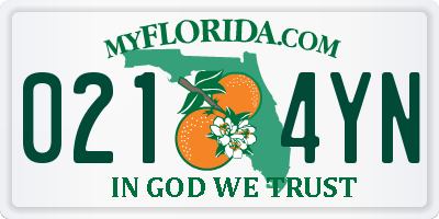 FL license plate 0214YN