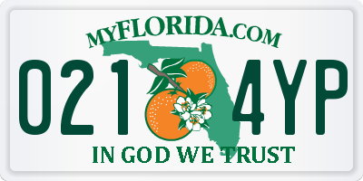 FL license plate 0214YP