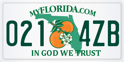 FL license plate 0214ZB