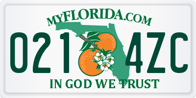FL license plate 0214ZC