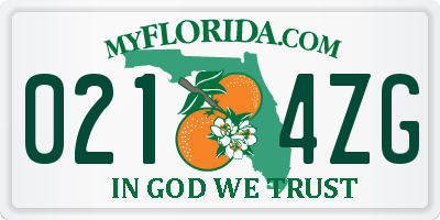 FL license plate 0214ZG