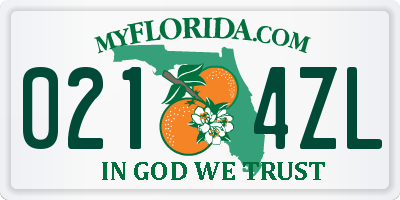 FL license plate 0214ZL