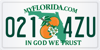 FL license plate 0214ZU