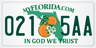 FL license plate 0215AA