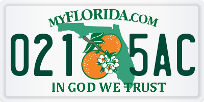 FL license plate 0215AC