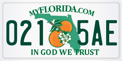 FL license plate 0215AE