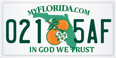 FL license plate 0215AF