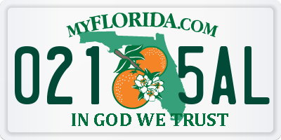 FL license plate 0215AL