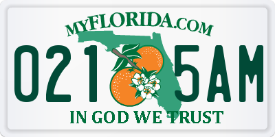 FL license plate 0215AM
