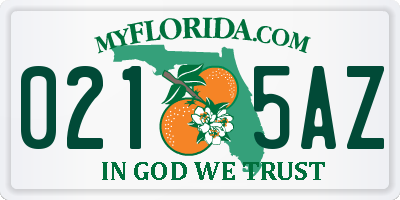 FL license plate 0215AZ