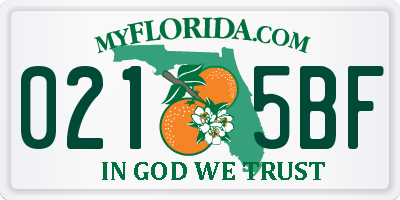 FL license plate 0215BF