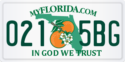 FL license plate 0215BG