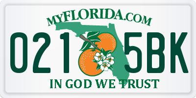 FL license plate 0215BK