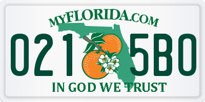 FL license plate 0215BO