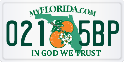 FL license plate 0215BP