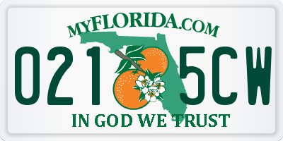 FL license plate 0215CW