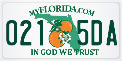 FL license plate 0215DA
