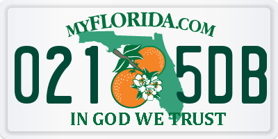 FL license plate 0215DB