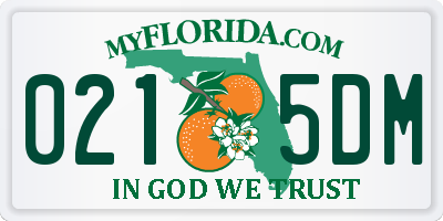 FL license plate 0215DM