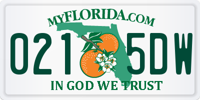 FL license plate 0215DW