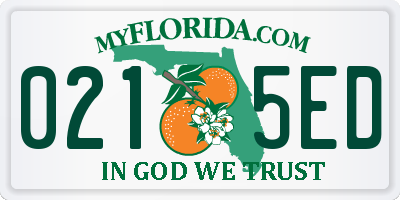 FL license plate 0215ED