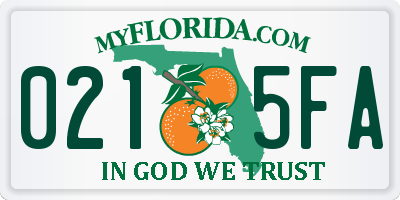 FL license plate 0215FA