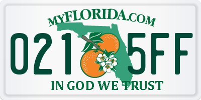 FL license plate 0215FF