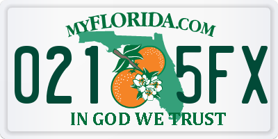 FL license plate 0215FX