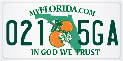FL license plate 0215GA