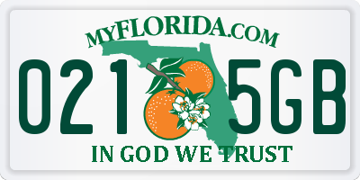 FL license plate 0215GB