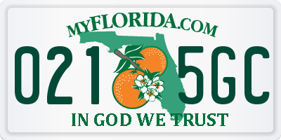 FL license plate 0215GC