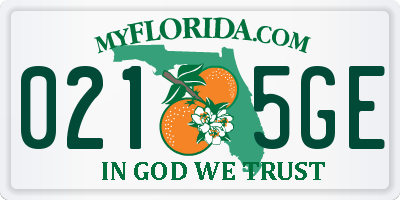 FL license plate 0215GE