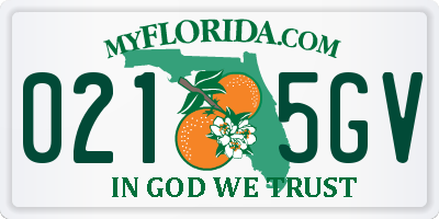 FL license plate 0215GV