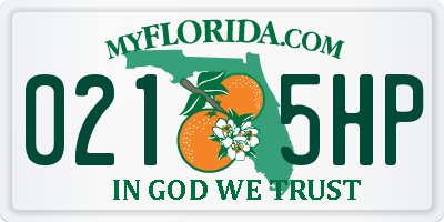 FL license plate 0215HP