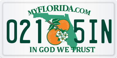 FL license plate 0215IN