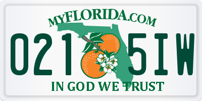 FL license plate 0215IW