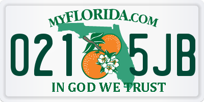 FL license plate 0215JB